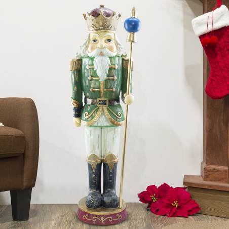 Soldato Schiaccianoci di Natale Verde H122cm 436018 Poliresina con Minilucciole