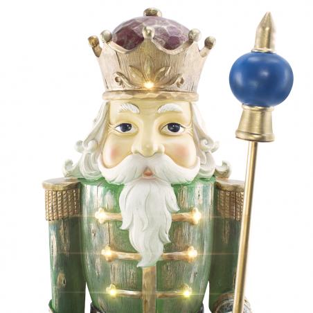 Soldato Schiaccianoci di Natale Verde H122cm 436018 Poliresina con Minilucciole