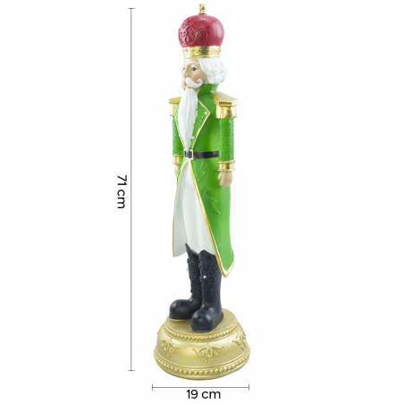 Soldato Schiaccianoci di Natale Verde H71cm 436024 Poliresina con Minilucciole