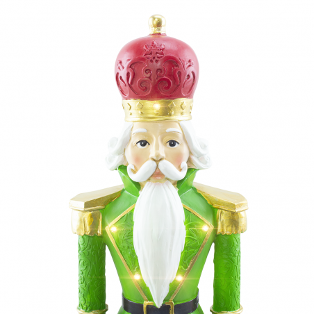 Soldato Schiaccianoci di Natale Verde H71cm 436024 Poliresina con Minilucciole