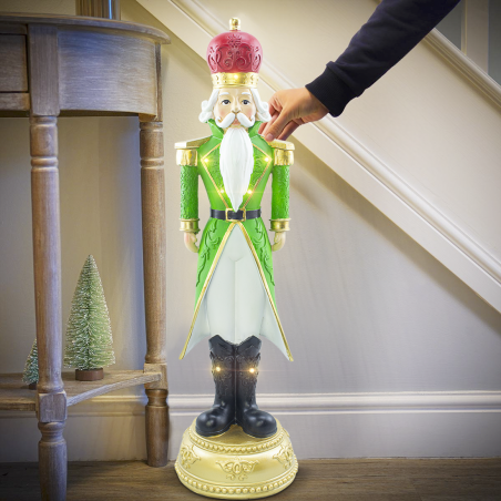 Soldato Schiaccianoci di Natale Verde H71cm 436024 Poliresina con Minilucciole