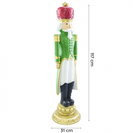 Soldato Schiaccianoci di Natale Verde H117cm 436026 Poliresina con Minilucciole