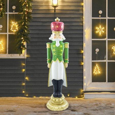 Soldato Schiaccianoci di Natale Verde H117cm 436026 Poliresina con Minilucciole