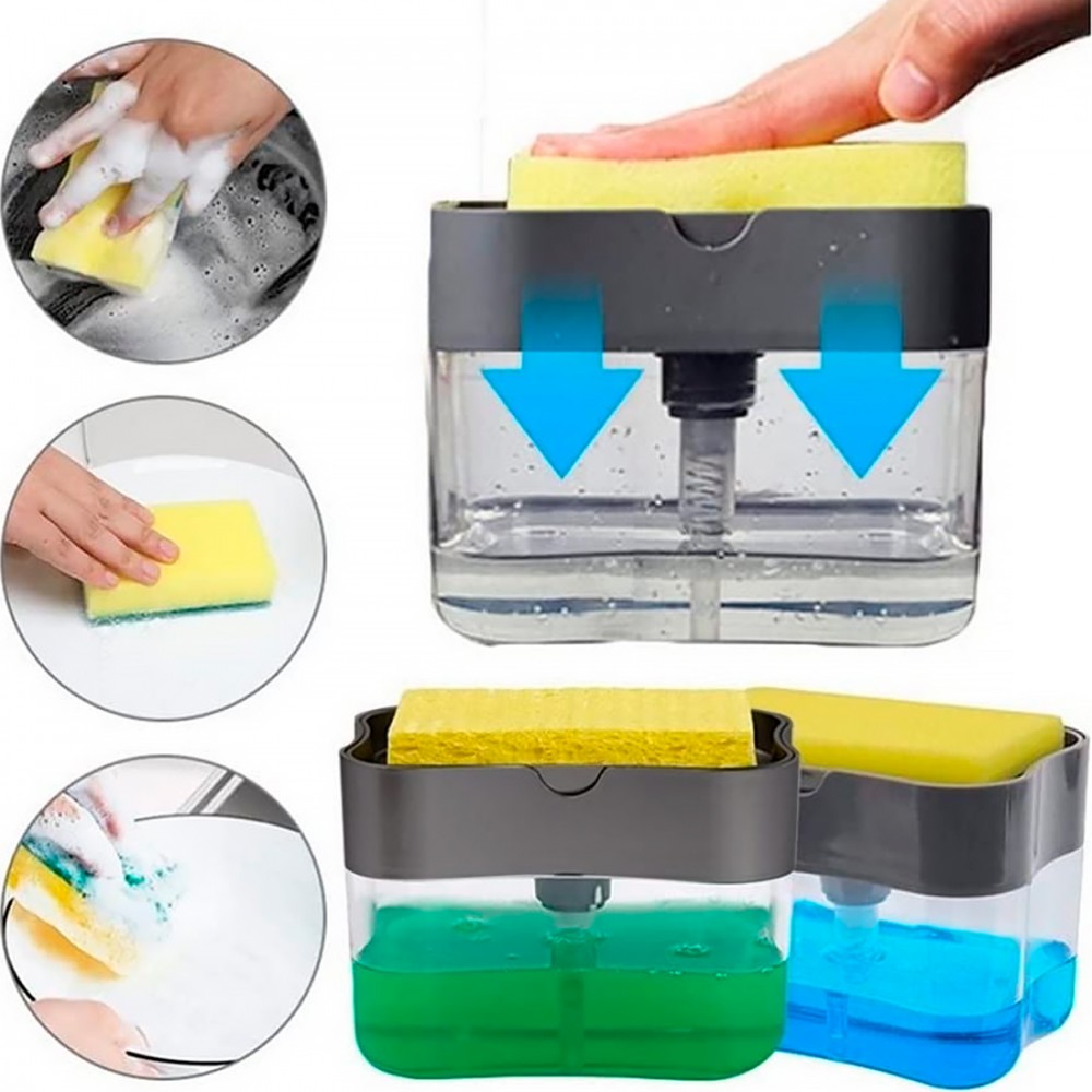 Dispenser Sapone per Cucina con Spugna 2in1...