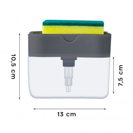 Dispenser Sapone per Cucina con Spugna 2in1 Pompa Erogatore Detersivo per Piatti