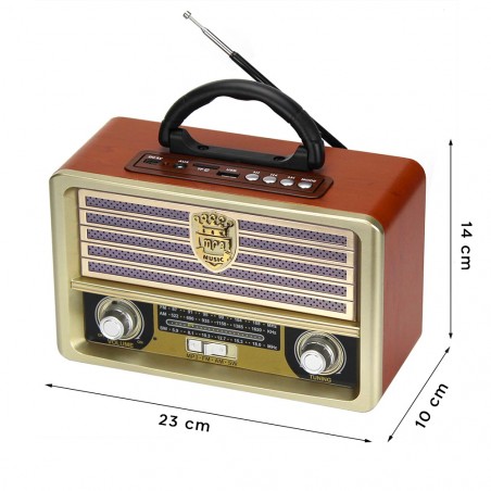Radio FM Retro Wireless Q-YX2022 con Telecomando e Altoparlante MP3 Portatile