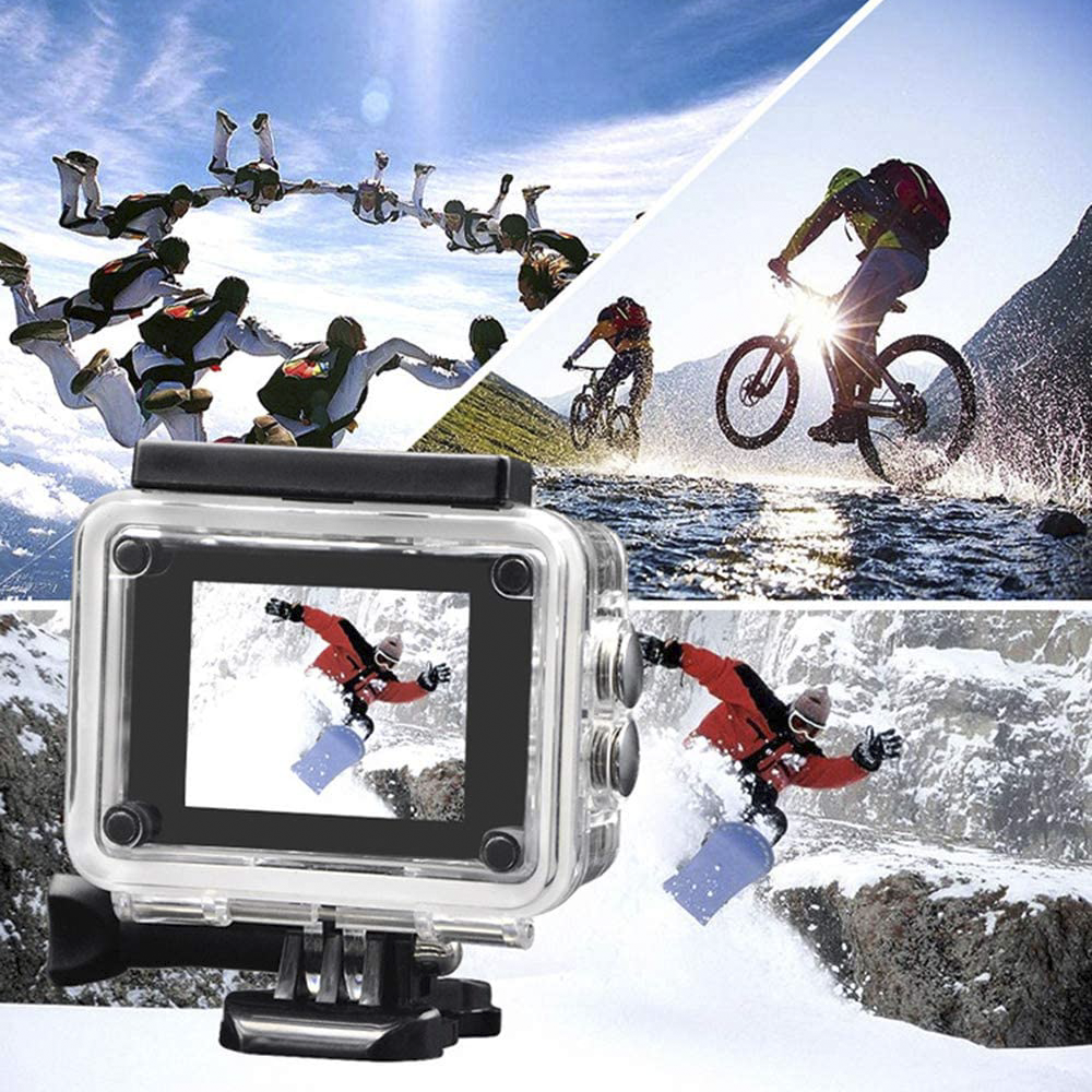 Fotocamera Videocamera Action Cam Full HD 1080P Sportiva Subacquea 30mt con Kit Bianco