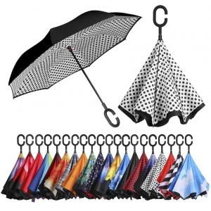 Ombrello Inverso Antivento da Pioggia Apertura a Scatto al Contrario da Viaggio