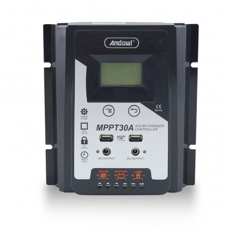 Regolatore di Carica Solare MPPT30A 12-24V Regolatore Batteria Dual USB Display
