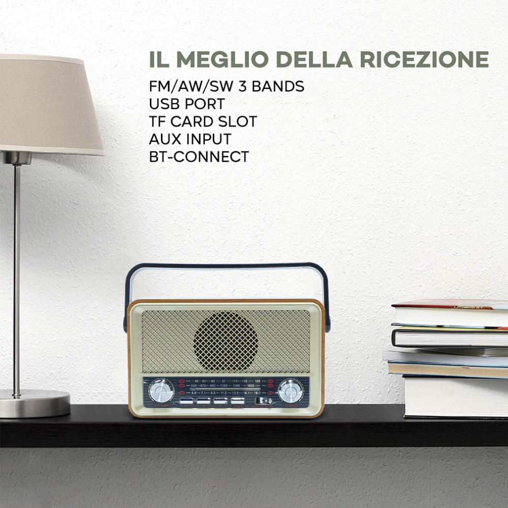 Radio FM Retro Wireless Q-SY500 Altoparlante...