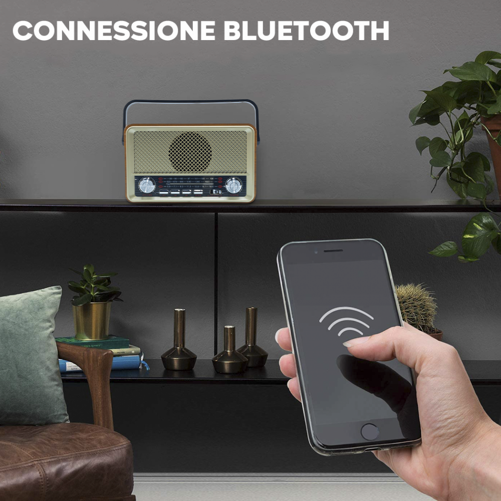 Radio FM Retro Wireless Q-SY500 Altoparlante...