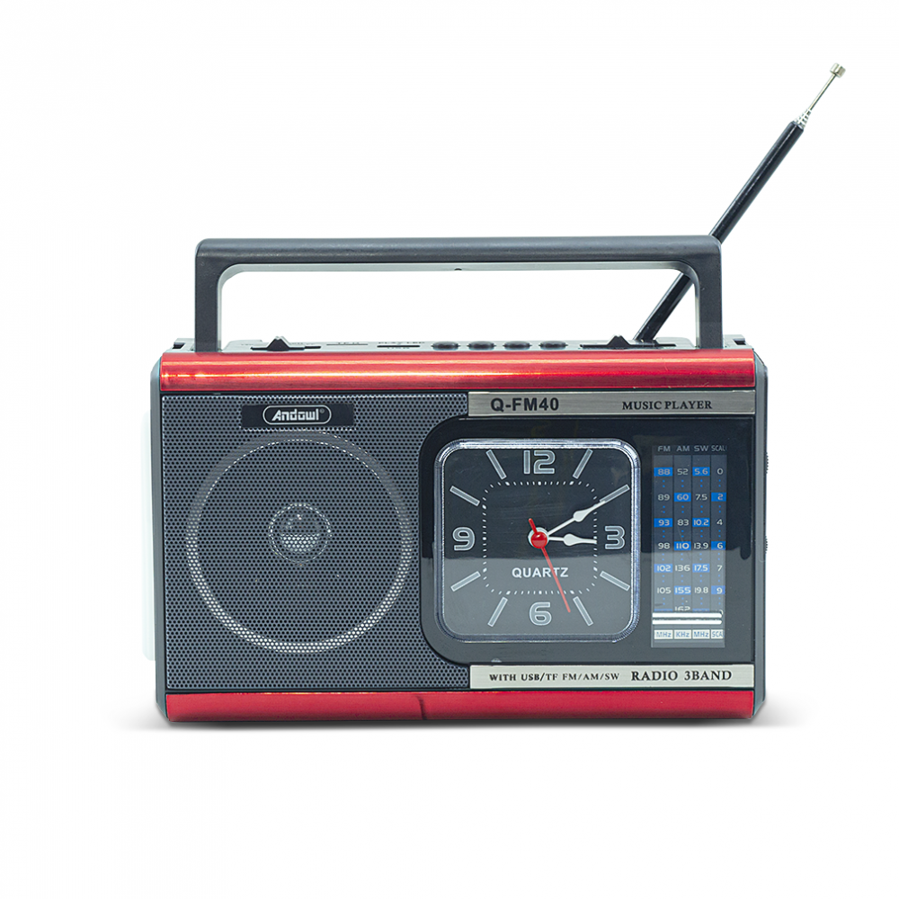 Radio FM Vintage Q-FM40 Altoparlante Bluetooth MP3 Portatile Torcia e Orologio