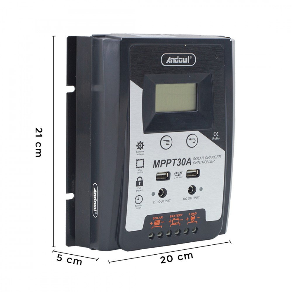 Regolatore di Carica Solare MPPT30A 12-24V...