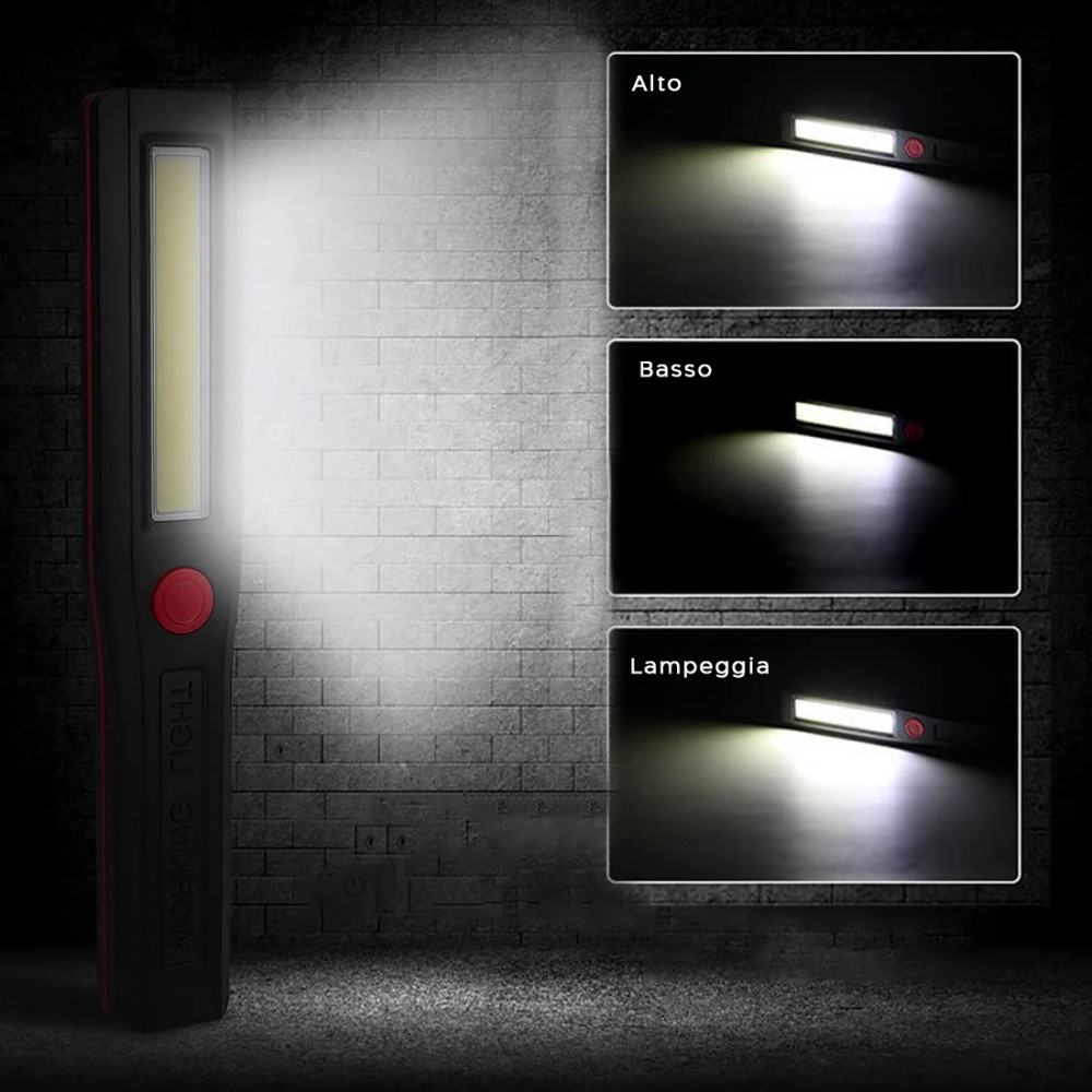 Mini Torcia LED COB Portatile Lampada Luce...