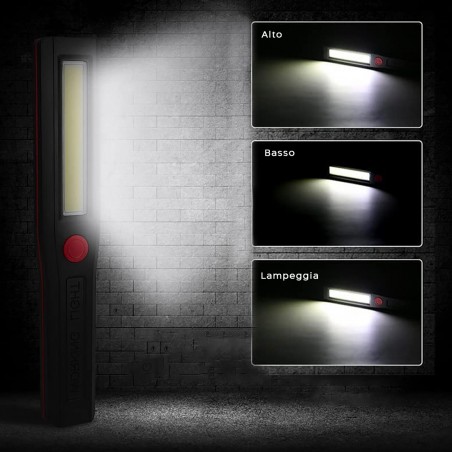 Mini Torcia LED COB Portatile Lampada Luce Emergenza da Campeggio con Calamita