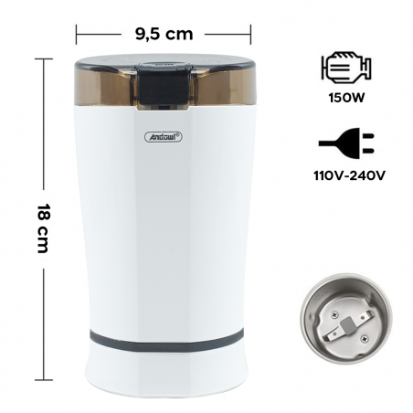 Macinacaffè Elettrico Lame in Acciaio 150W Macina Chicchi di Caffè Spezie Frutta