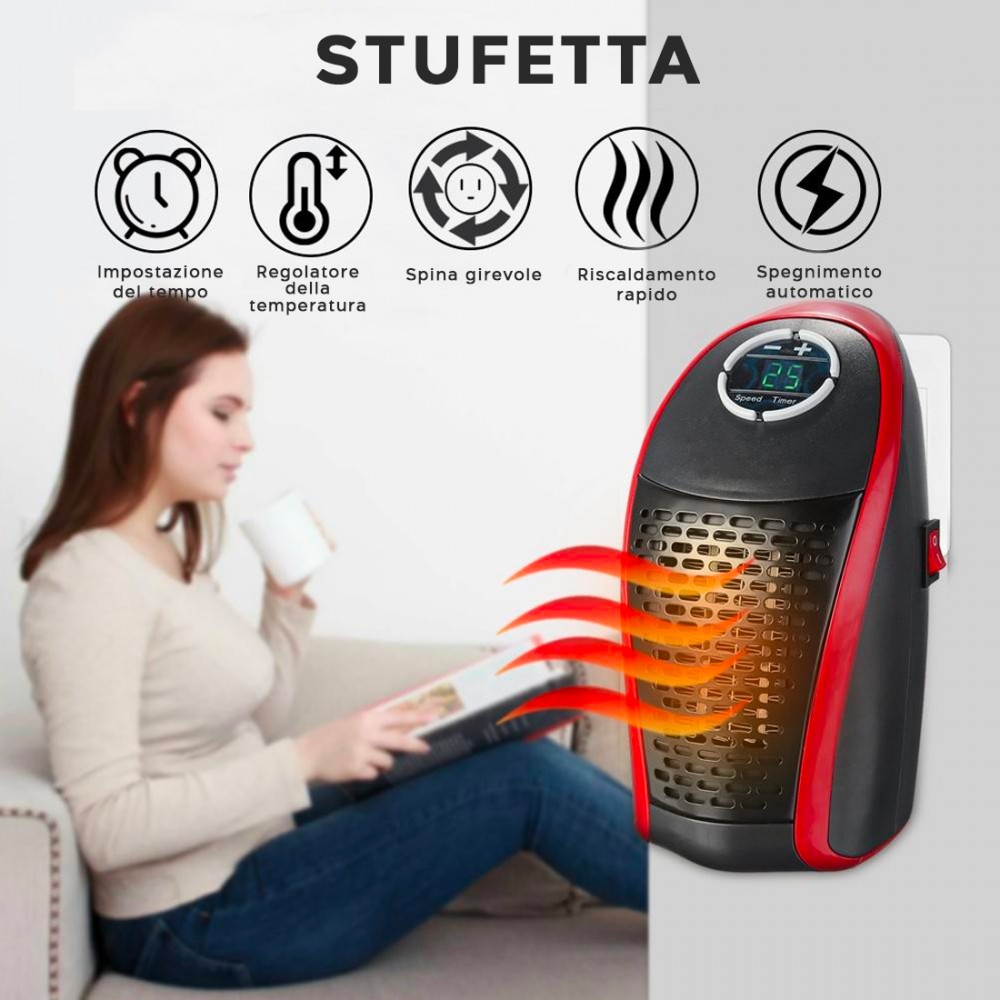 Mini Stufa Elettrica Portatile Senza Fili 500W...