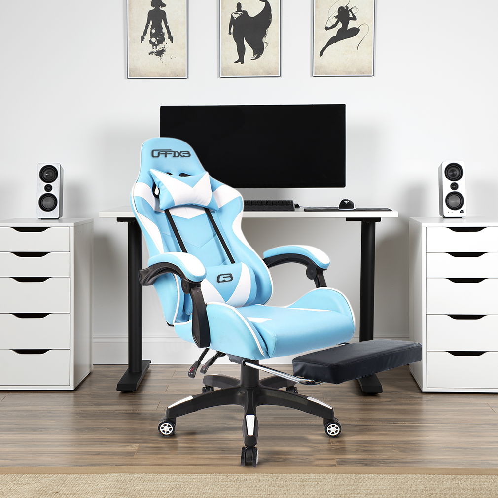Sedia ufficio Gaming AZRACE ecopelle OFFIX3 con poggiapiedi Poltrona reclinabile - Foto 45 di 49