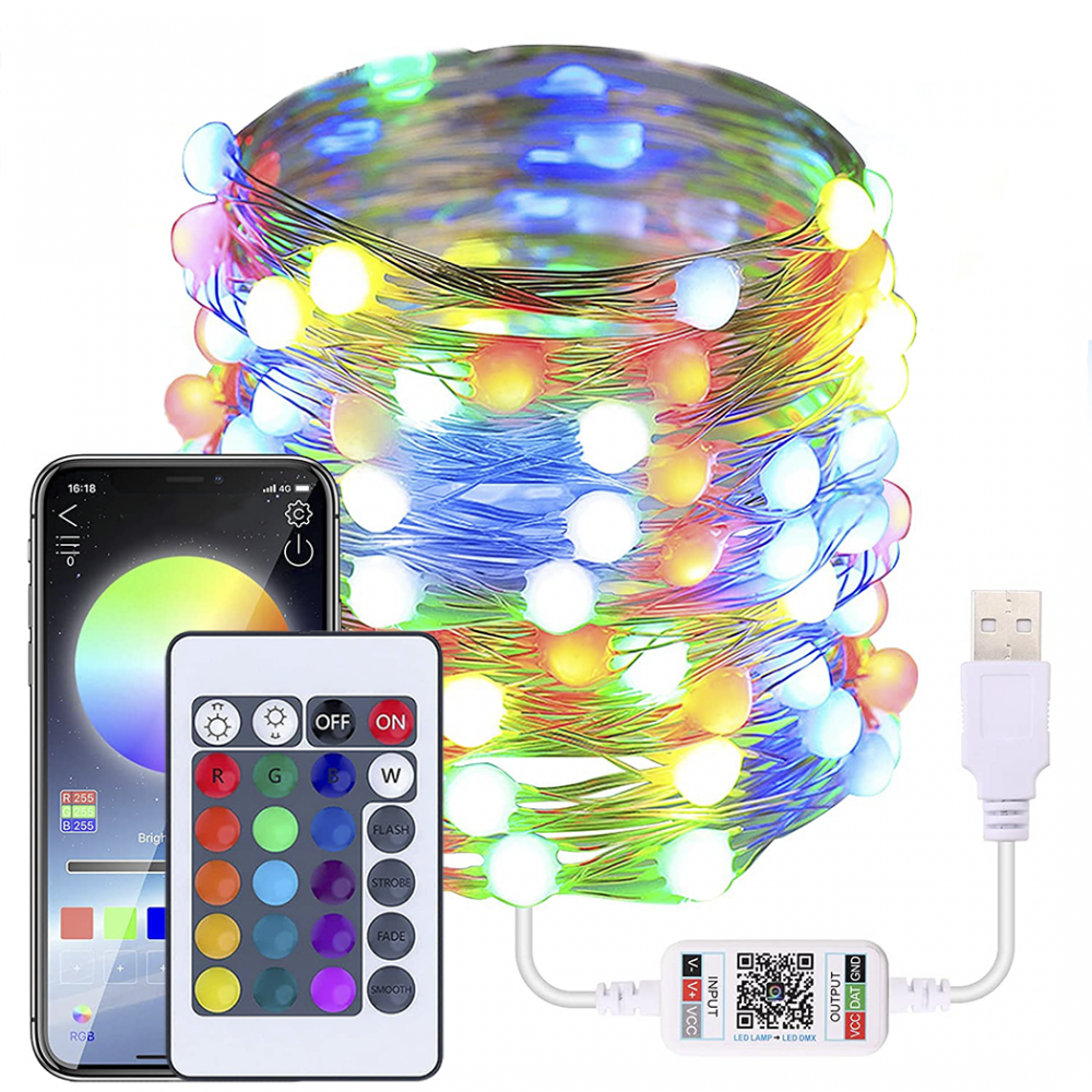 Striscia 100 LED RGB 10mt Catena Luminosa Luci di Natale con Telecomando e App