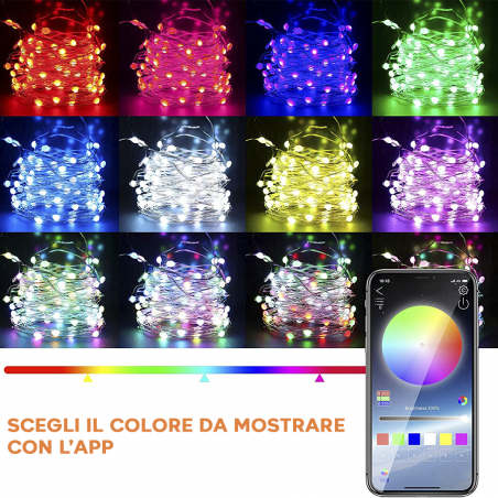 Striscia 100 LED RGB 10mt Catena Luminosa Luci di Natale con Telecomando e App