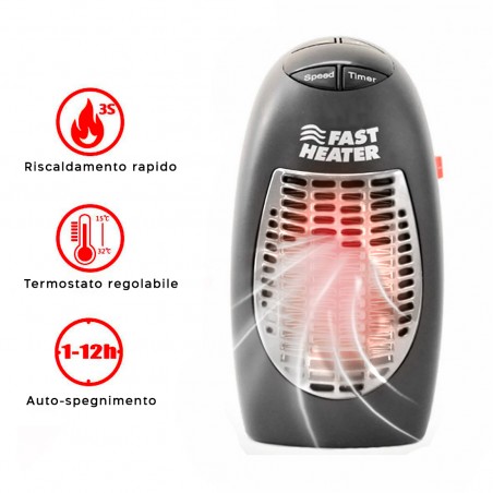 Mini Stufa Elettrica Termoventilatore 400W Portatile Senza Fili a Basso Consumo