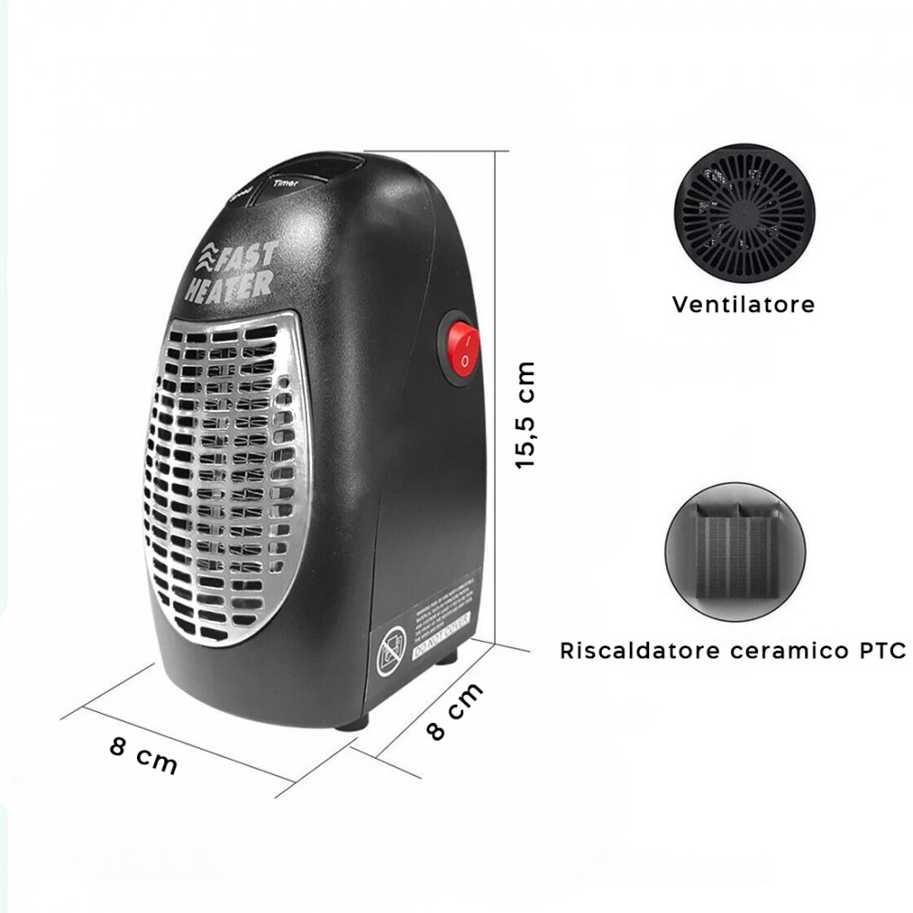 Mini Stufa Elettrica Termoventilatore 400W...