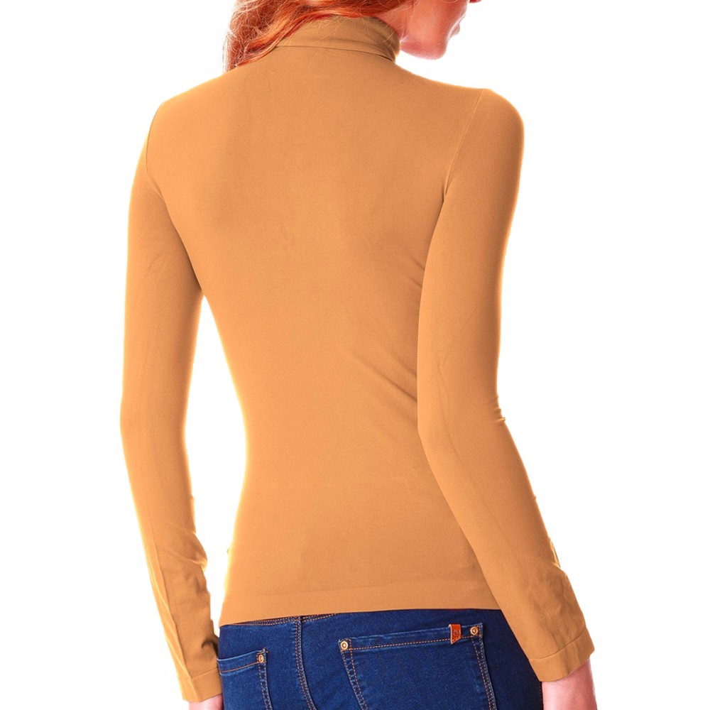 VKA22 maglia a collo alto da donna con interno...