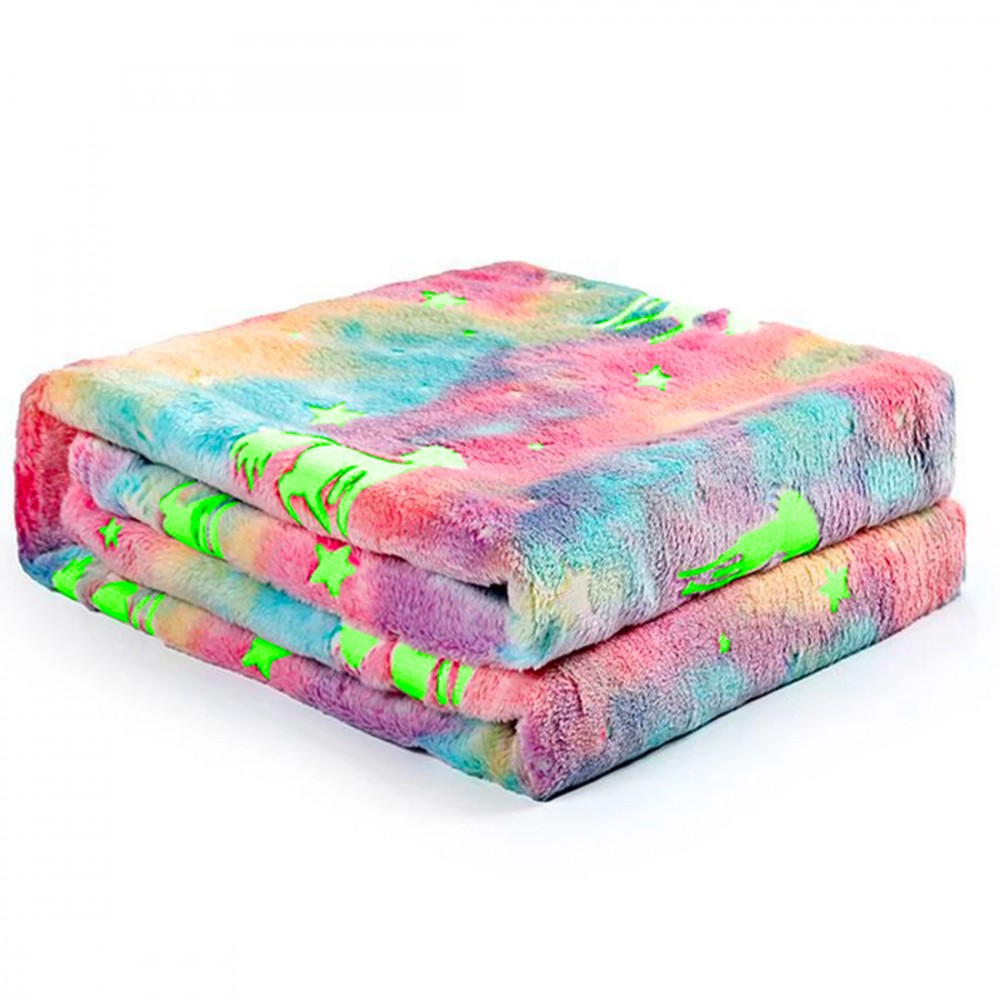 Coperta Magica per Bambini Plaid in Pile Fantasia Unicorno Fluorescente 170x120