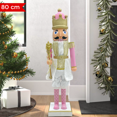 Soldato Schiaccianoci 392070 Soldatino Rosa 80Hcm Addobbi Decorazioni Natalizie