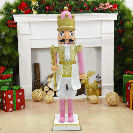 Soldato Schiaccianoci 392070 Soldatino Rosa 80Hcm Addobbi Decorazioni Natalizie