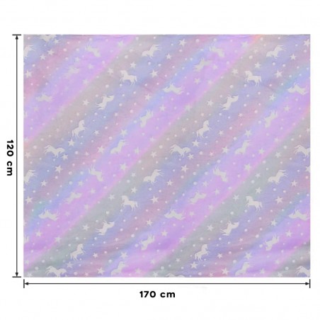 Coperta Magica per Bambini Plaid in Pile Lilla con Unicorno Fluorescente 170x120