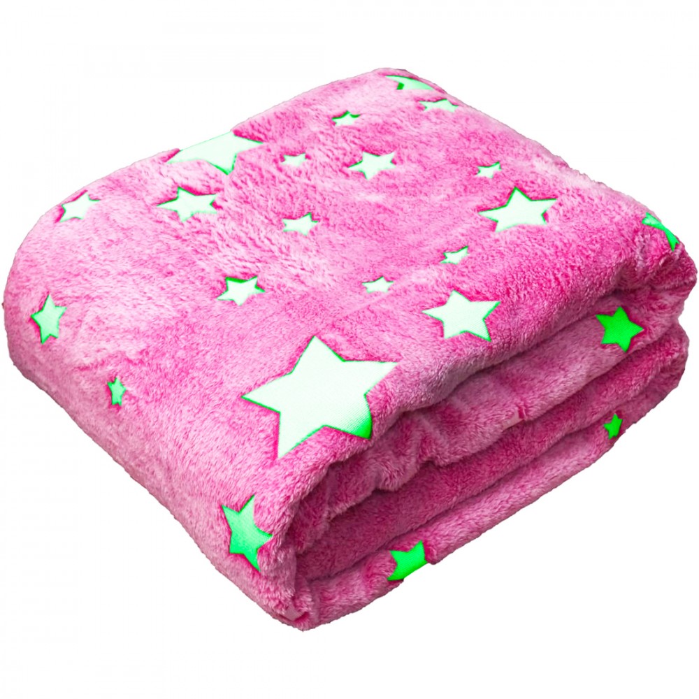 Coperta Magica per Bambini Plaid in Pile Rosa con Stelle Fluorescenti 170x120cm