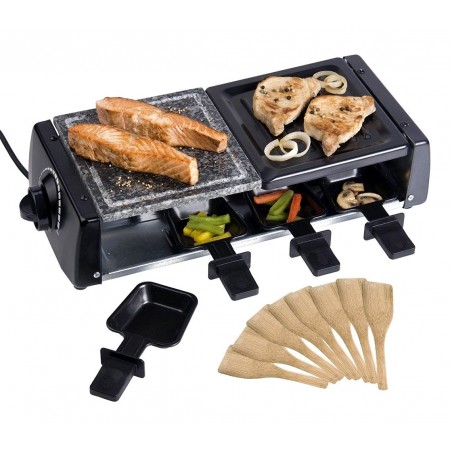 Raclette doppia cottura griglia e pietra antiaderente con 16 accessori 1200Watt Raclette doppia cottura griglia e pietra antiaderente con 16 accessori 1200Watt