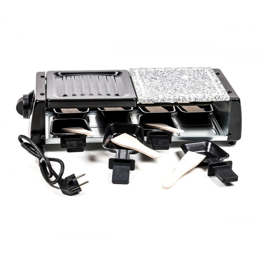 Raclette doppia cottura griglia e pietra antiaderente con 16 accessori 1200Watt