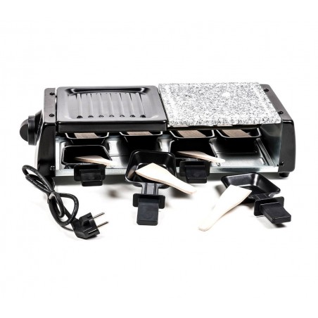 Raclette doppia cottura griglia e pietra antiaderente con 16 accessori 1200Watt Raclette doppia cottura griglia e pietra antiaderente con 16 accessori 1200Watt