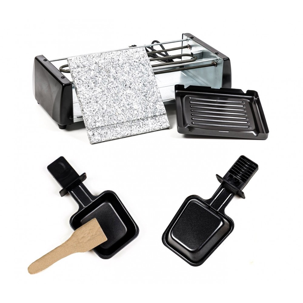 Raclette doppia cottura griglia e pietra antiaderente con 16 accessori 1200Watt