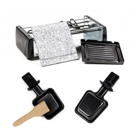 Raclette doppia cottura griglia e pietra antiaderente con 16 accessori 1200Watt Raclette doppia cottura griglia e pietra antiaderente con 16 accessori 1200Watt