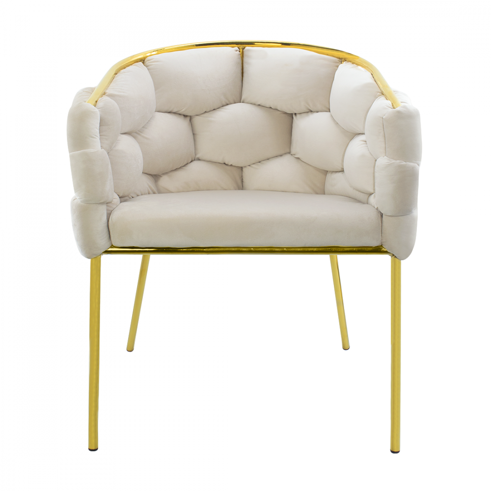 Image of Poltrona Imbottita BALOON BUBBLE ARABELLA Effetto Velluto Struttura Color Oro Beige