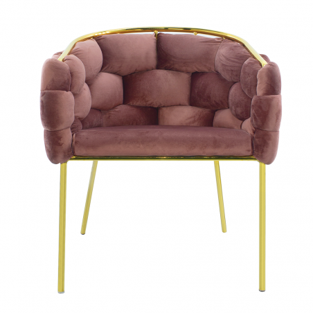 Poltrona Imbottita BALOON BUBBLE ARABELLA Effetto Velluto Struttura Color Oro