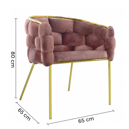 Poltrona Imbottita BALOON BUBBLE ARABELLA Effetto Velluto Struttura Color Oro