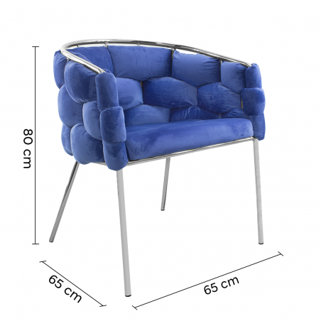 Poltrona Imbottita BALOON BUBBLE ISABELLA Effetto Velluto con Struttura Argento