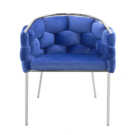 Poltrona Imbottita BALOON BUBBLE ISABELLA Effetto Velluto con Struttura Argento