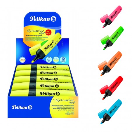 Evidenziatore Textmarker 490 Pelikan Confezione 10 Pezzi con Cappuccio a Clip