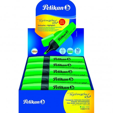 Evidenziatore Textmarker 490 Pelikan Confezione 10 Pezzi con Cappuccio a Clip