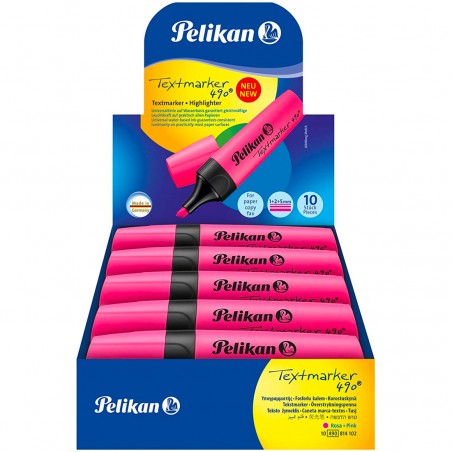 Evidenziatore Textmarker 490 Pelikan Confezione 10 Pezzi con Cappuccio a Clip