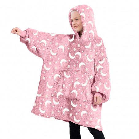 Mantella in Pile per Bambini Fantasia Fluorescente con Cappuccio e Maniche