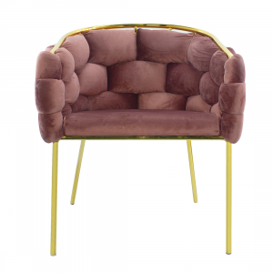 Set 2 Poltrone Imbottite Baloon Bubble ARABELLA Effetto Velluto Struttura in Oro