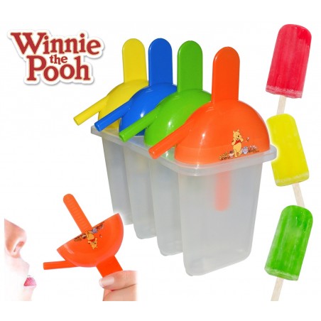 Set da 4 formine colorate per ghiaccioli fatti in casa  Winnie The Pooh con cannuccia