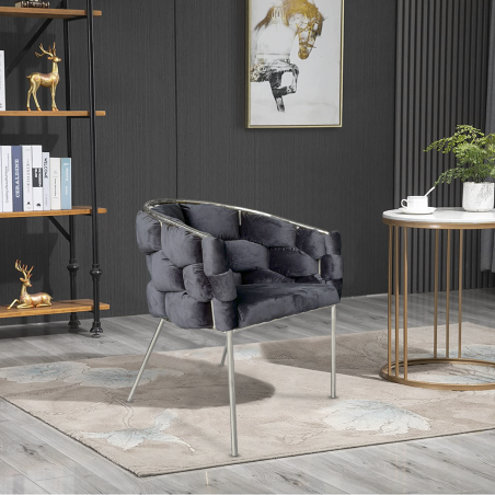 Set 2 Poltrone Imbottite in Velluto Baloon Bubble Isabella Struttura Argento