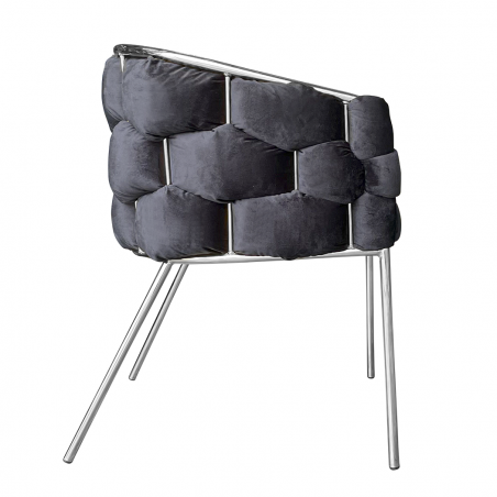 Set 2 Poltrone Imbottite in Velluto Baloon Bubble Isabella Struttura Argento